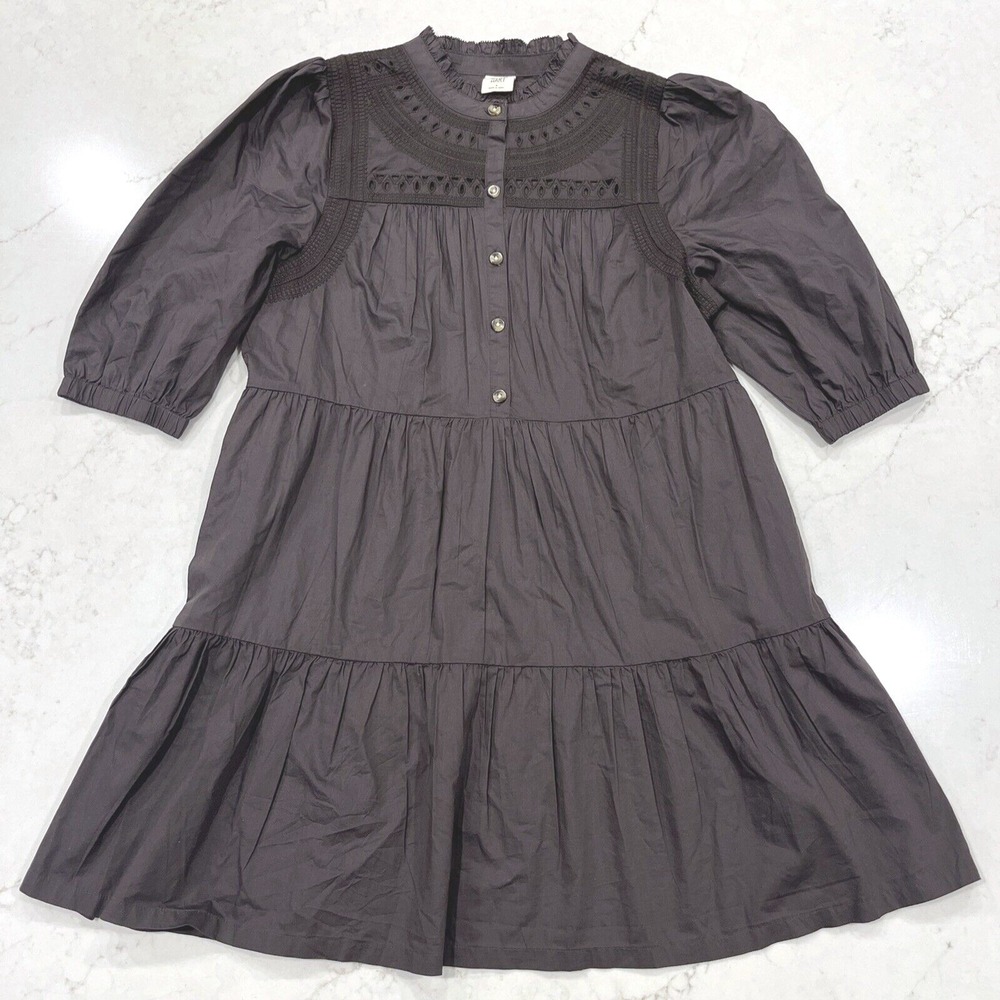 Matilda Jane Good Hart Midnight Sky Button Front Tiered Boho Dress Black sz S